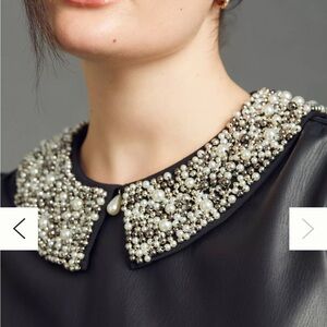 Maeve Black Faux Leather Top with Puff Sleeves